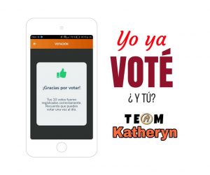 descargar la app de la academia y votar por Katheryn Banegas